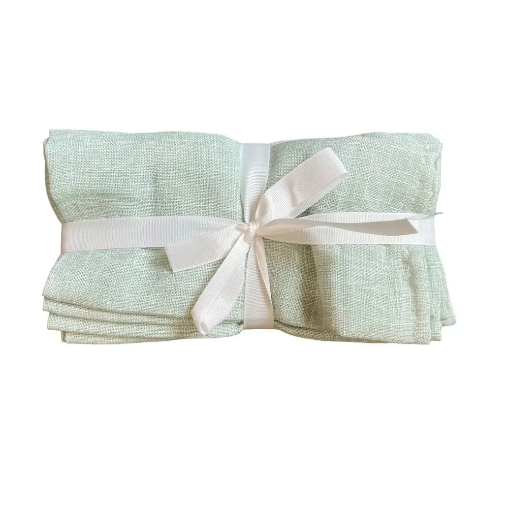 LAURA ASHLEY Spring Chic Mint Green Textured 18X18 Cloth Napkins Set of 6 NEW